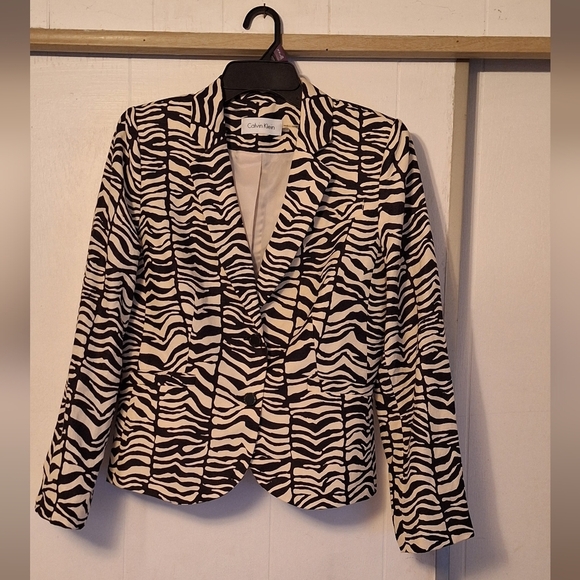 Calvin Klein Jackets & Blazers - Calvin Klein Zebra Print 12P Blazer Jacket Office Business Casual 100% polyester